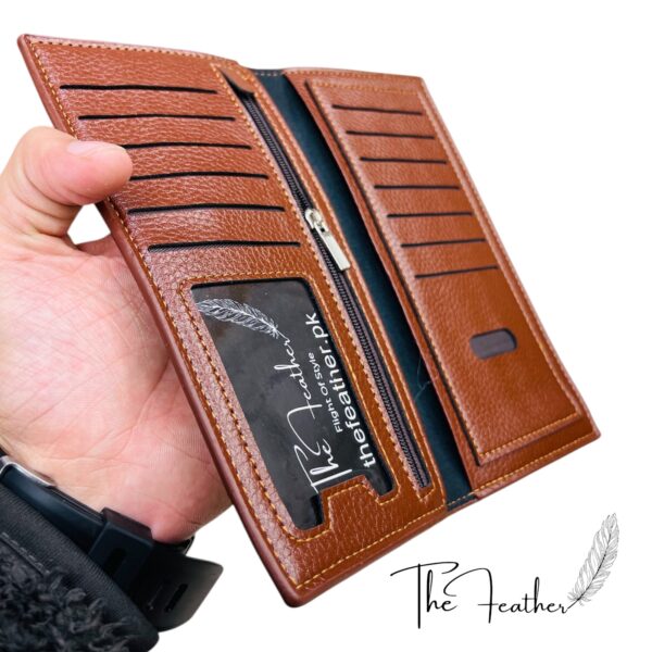 Leather Long Wallet Camel color The Feather