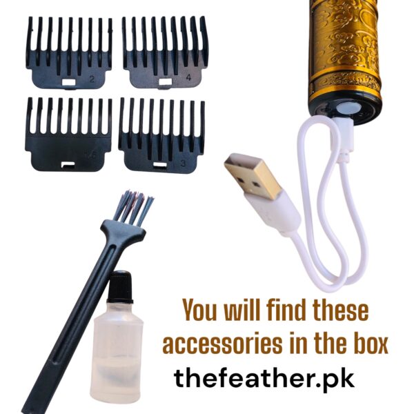 T-9 Golden Color Dragon Design High Metal Quality Professional Hair Clipper - Image 3