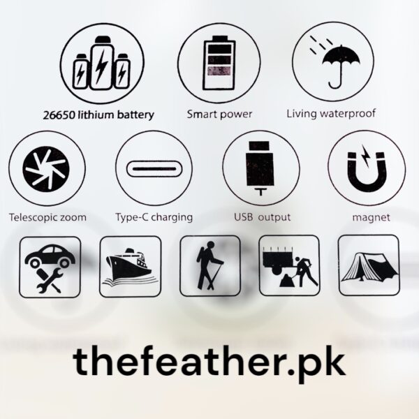 Multifuctional LED Flashlight Water Proof BY THE FEATHER - Image 4