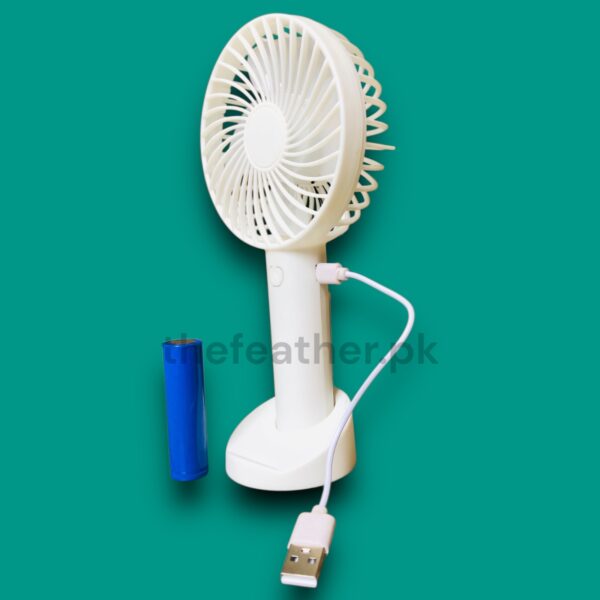 Mini Handheld Fan Portable Rechargeable Battery Operated Cooling Desktop with Base 3 Modes for Home Office Travel Outdoor by The Feather - Image 2