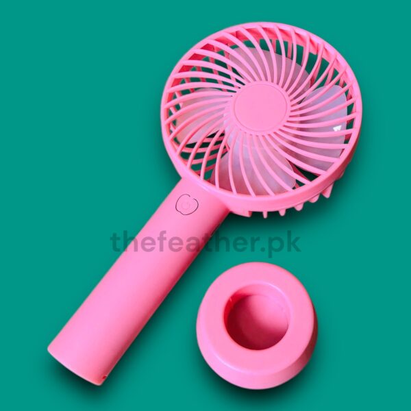 Mini Handheld Fan Portable Rechargeable Battery Operated Cooling Desktop with Base 3 Modes for Home Office Travel Outdoor by The Feather - Image 2