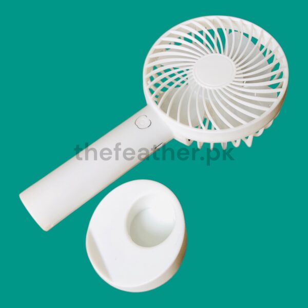 Mini Handheld Fan Portable Rechargeable Battery Operated Cooling Desktop with Base 3 Modes for Home Office Travel Outdoor by The Feather - Image 3
