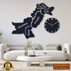 Pakistan Map Wall Design and Clock by The Feather
