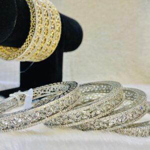 Silver white 4pc reverse ad bangles, Pakistani style pc churas, Pakistani jewelry, Indian jewelry, punjabi jewelry by The Feather Design