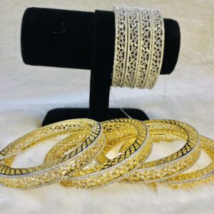 Golden white 4pc reverse ad bangles, Pakistani style pc churas, Pakistani jewelry, Indian jewelry, punjabi jewelry by The Feather Design