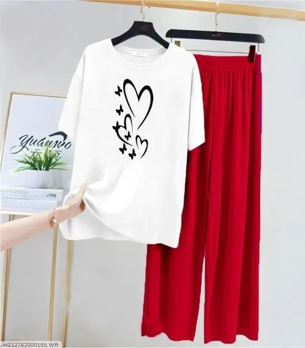2 Pcs Women's Stitched Cotton Jersey Printed Night Suit by The Feather