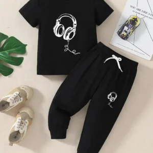 Stylish Printed Cotton Tracksuit for Kids – 2 Pcs Set (Shirt & Trouser) by The Feather