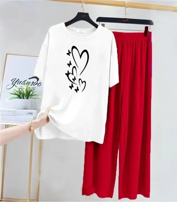 2 Pcs Women's Stitched Cotton Jersey Printed Night Suit by The Feather - Image 4