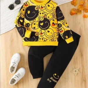 2 Pcs Girl's Fleece Printed Tracksuit by The Feather