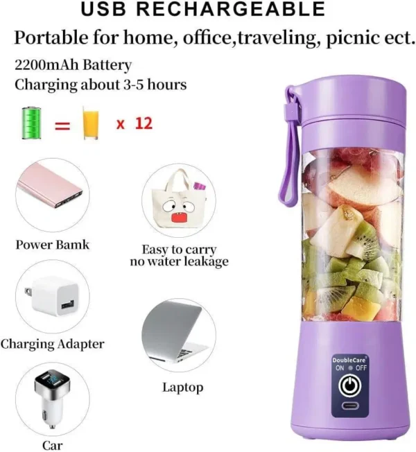 Multicolor Electric Juicer Blender - 1 Pc Portable & Multifunctional Kitchen Gadget by The Feather - Image 6