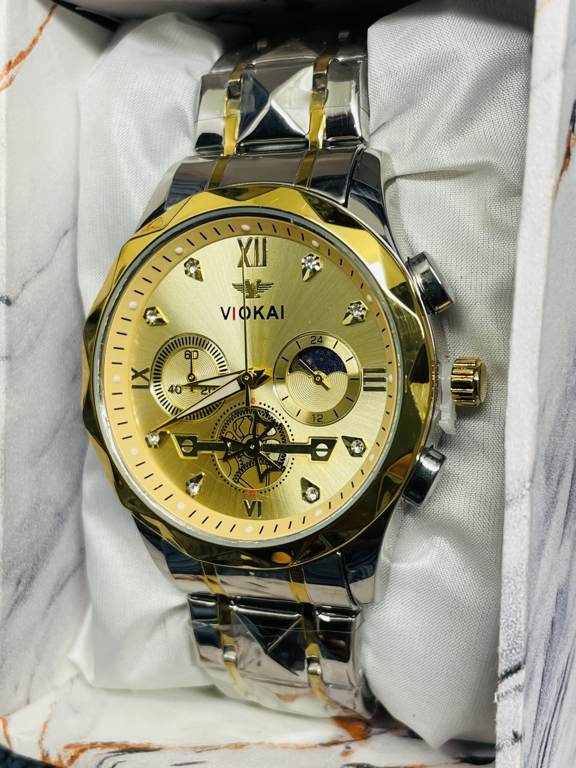 VIOKAIbythefeather Waterproof Rivet Trend Men's Watch, Rhinestone Night Glow Time Calendar Multifunctional Quartz Watch, Ideal choice for BY THE FEATHER - Image 3