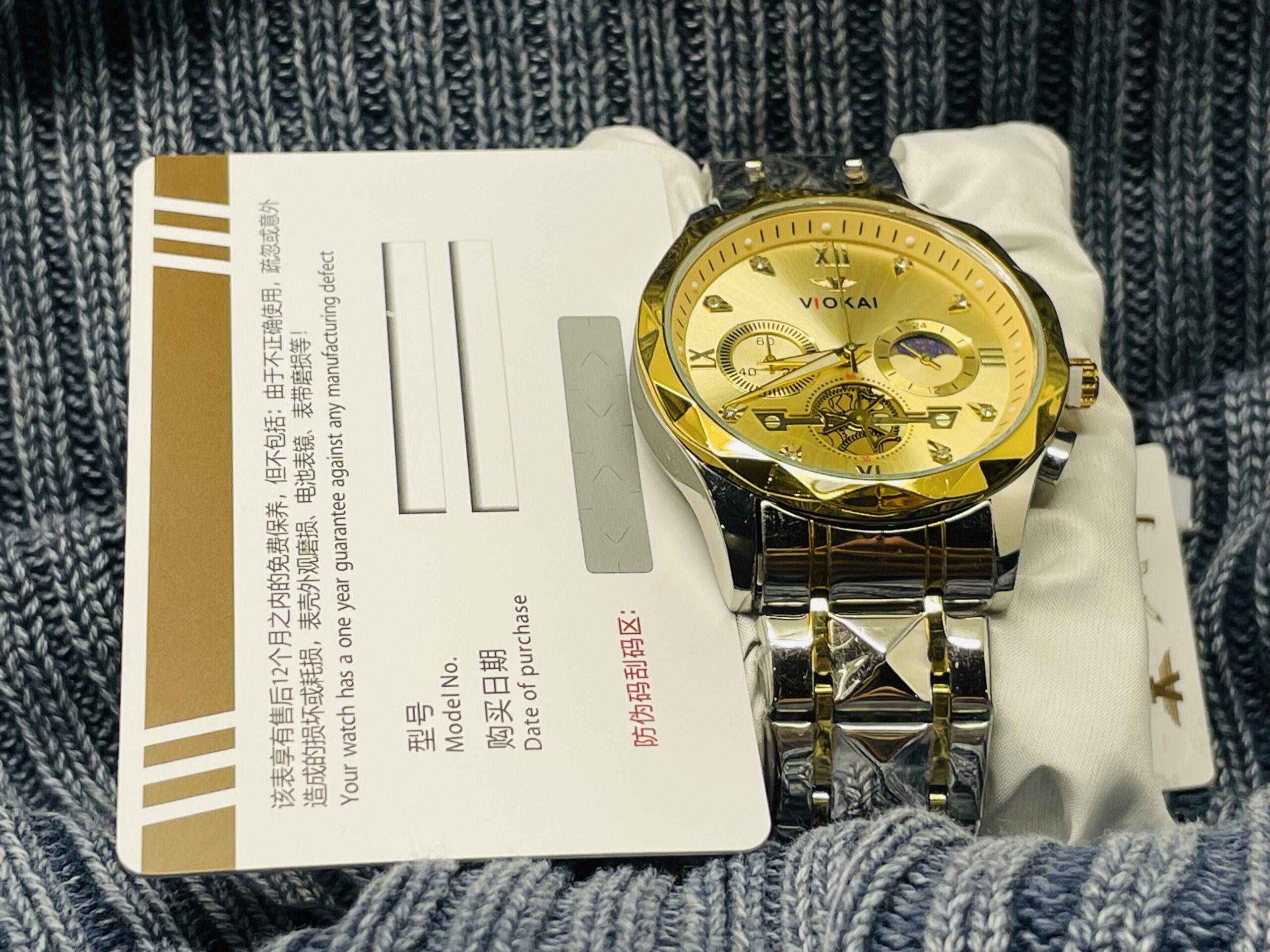 VIOKAIbythefeather Waterproof Rivet Trend Men's Watch, Rhinestone Night Glow Time Calendar Multifunctional Quartz Watch, Ideal choice for BY THE FEATHER - Image 6