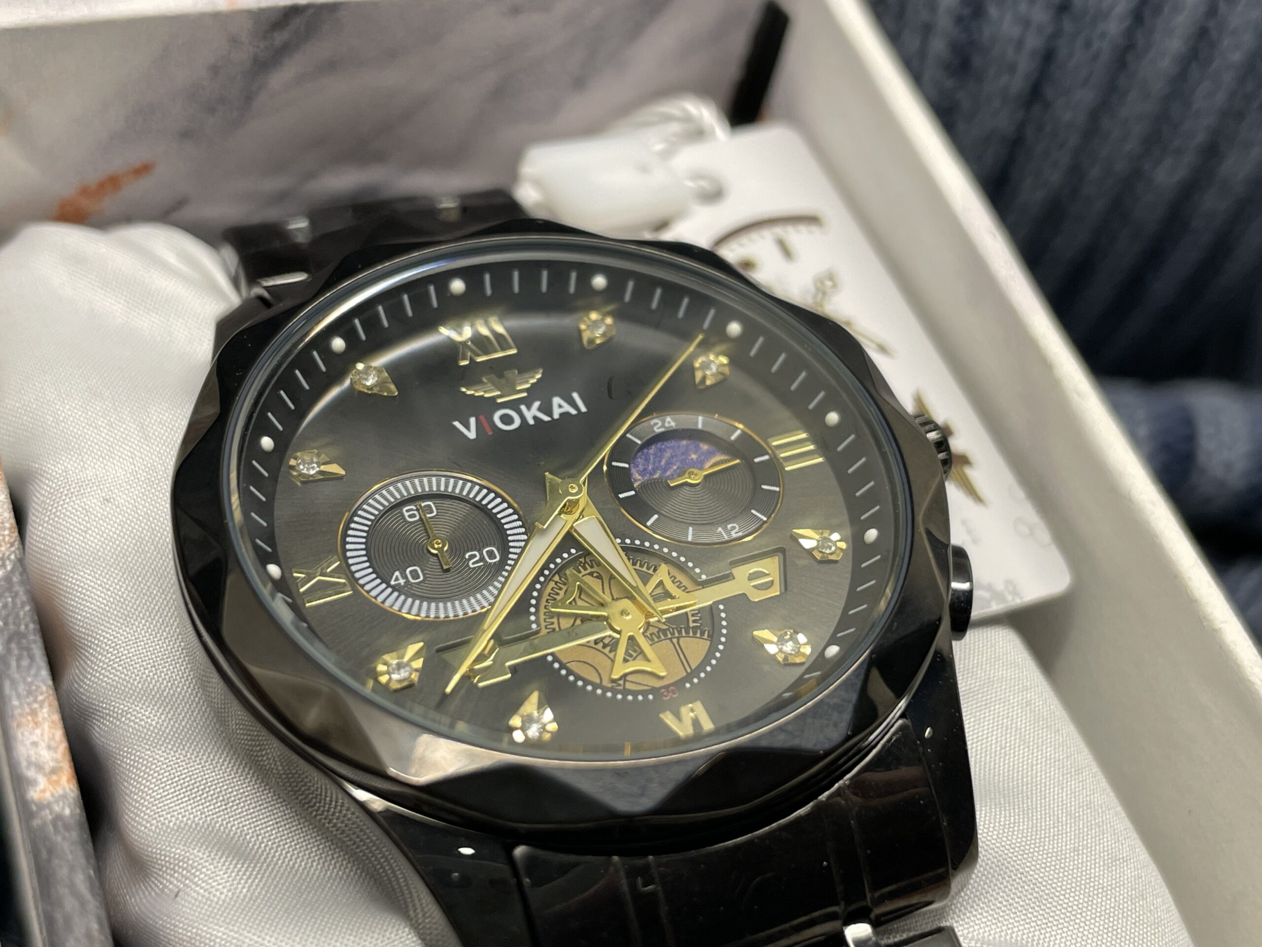 VIOKAIbythefeather Waterproof Rivet Trend Men's Watch, Rhinestone Night Glow Time Calendar Multifunctional Quartz Watch, Ideal choice for BY THE FEATHER - Image 5