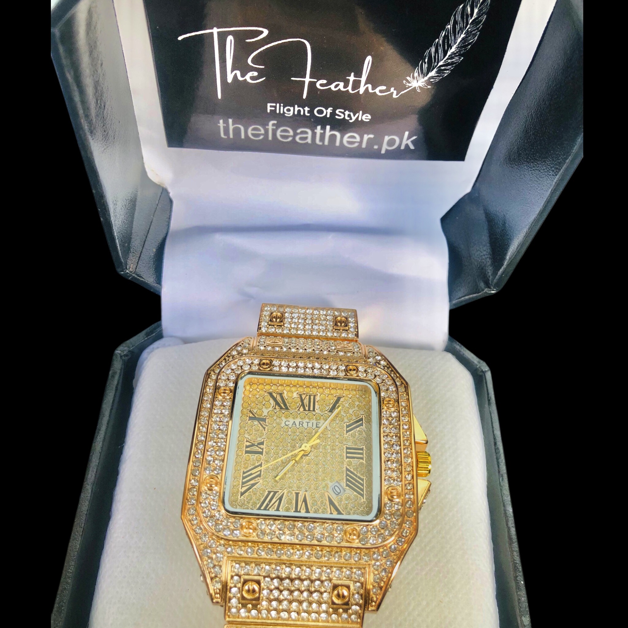 New Hip Hop Diamond Moissanite Watches Men Iced Out Men’s Watches Luxury Golden Watch Automatic Date Moissanite Stud Bezel Clock by The Feather - Image 2